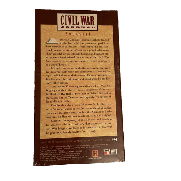 Civil War Journal ZOUAVES! VHS -1994 Time Life/A&E THE HISTORY CHANNEL -Sealed - Picture 2 of 7